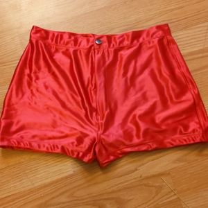 Red Satin Roller Girl Booty Shorts